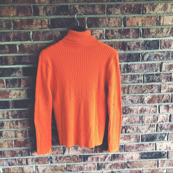 {EVAN PICONE} Orange Cable Knit Turtleneck Sweater - Picture 5 of 6